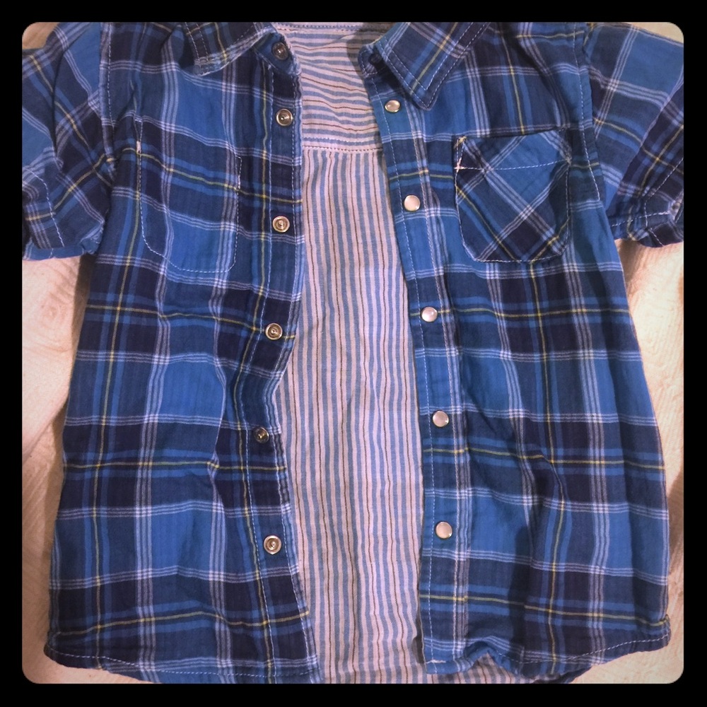 Reversible plaid button down top